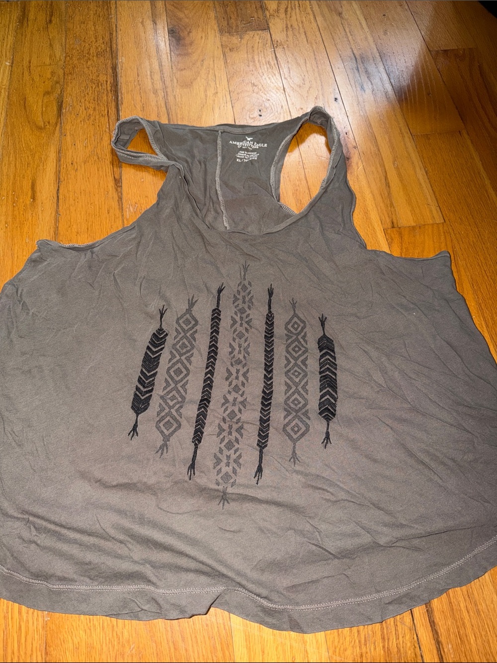 American Eagle Outfitters Gray Tank Top with Black Tribal Stripes